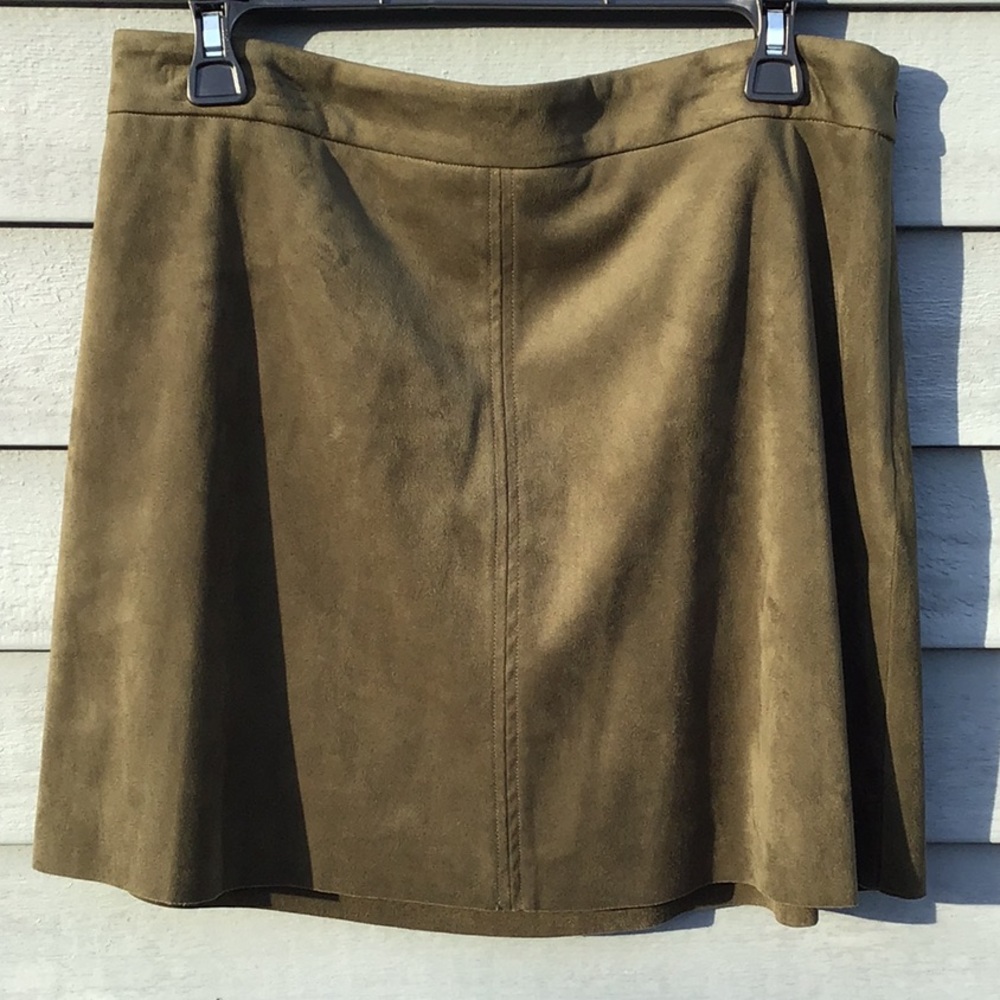 Highline Collective Olive Faux Suede A-Line Skirt